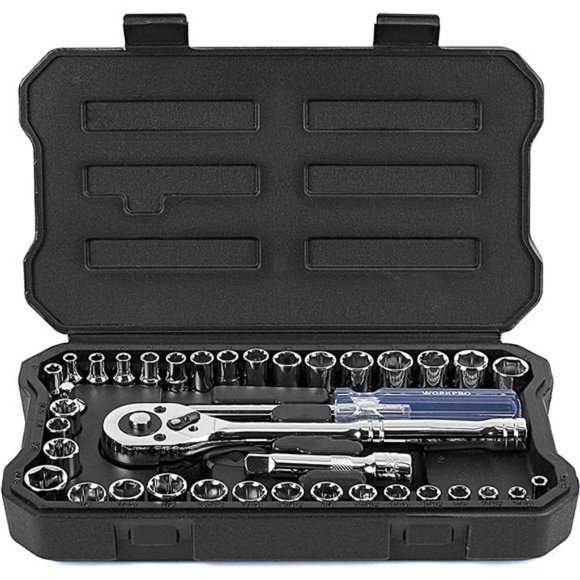WORKPRO 39-Piece Drive Socket Wrench Set with Tool Box - Picture 1 of 7
